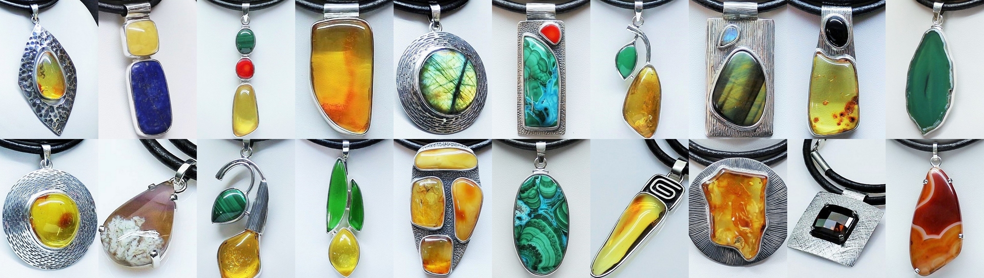 Wisiory srebrne artystyczne robione ręcznie.