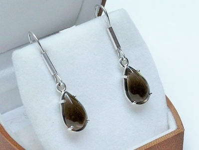 Zdjęcie Kolczyki srebrne z kwarcami dymnymi