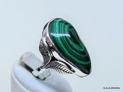 Zdjęcie Zielone fale - pierścionek srebrny z malachitem